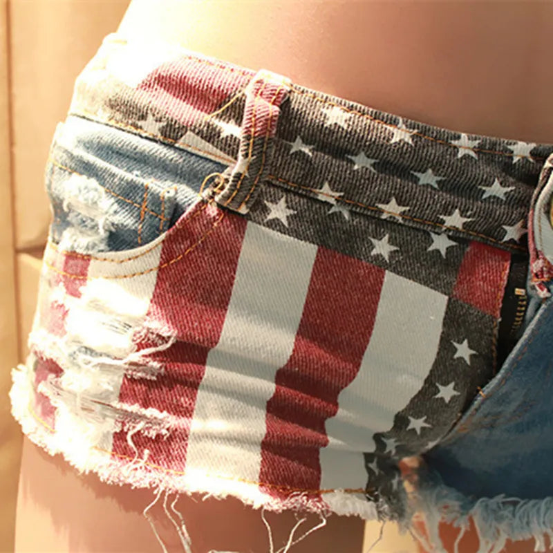 USA Flag Printed mini shorts