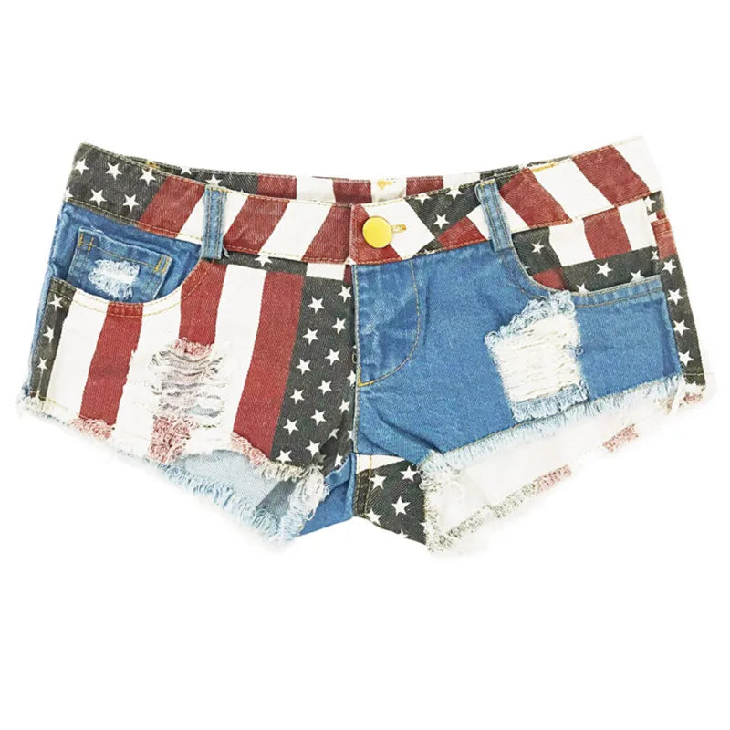 USA Flag Printed mini shorts