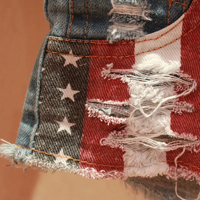USA Flag Printed mini shorts