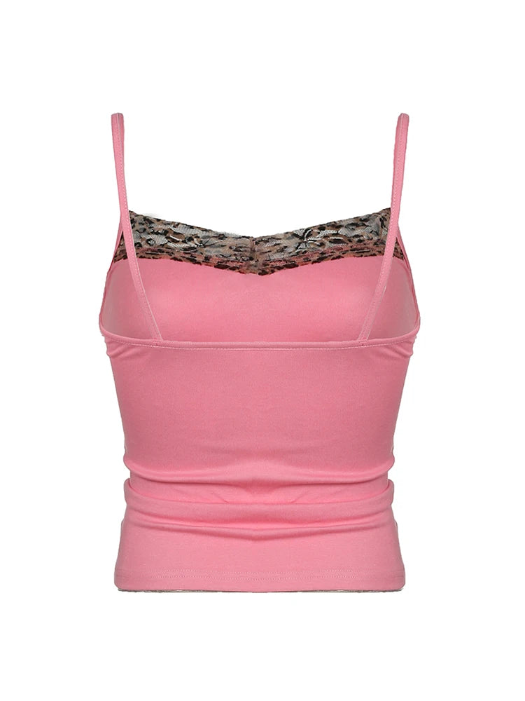 Cheetah lace pink cami
