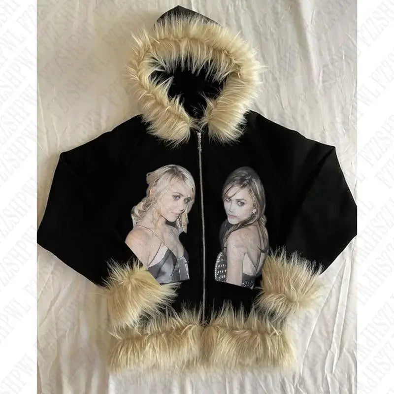 Twins fur hoodie