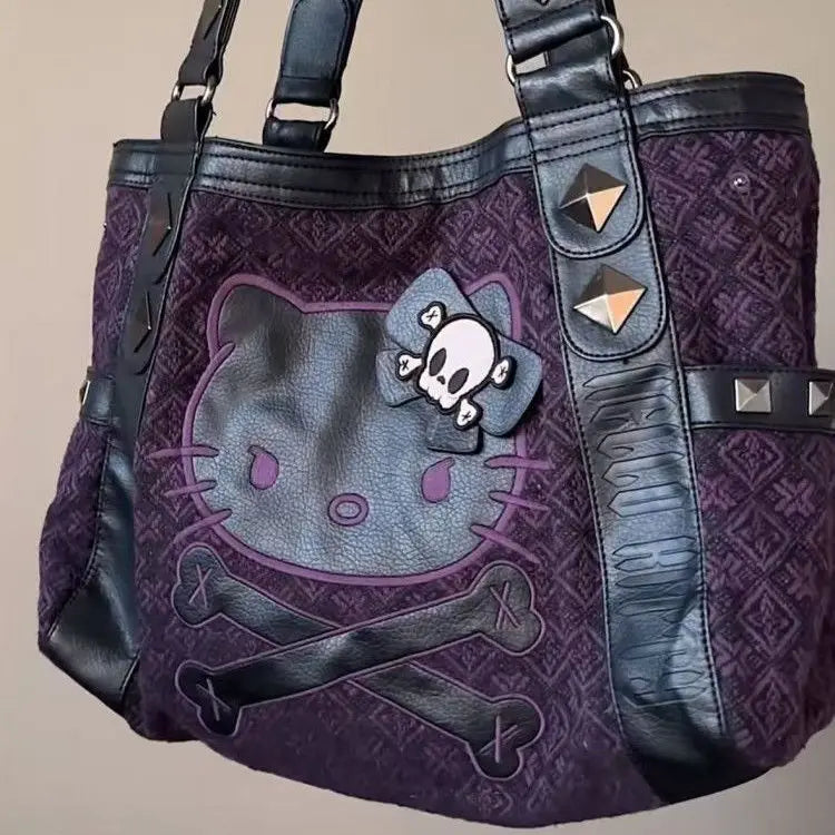Sanrio Hello Kitty Patchwork Purple Armpit Bag Y2K