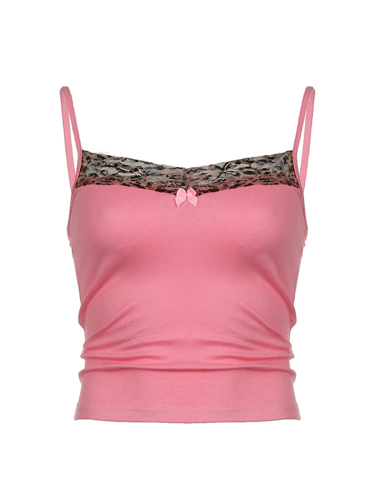 Cheetah lace pink cami