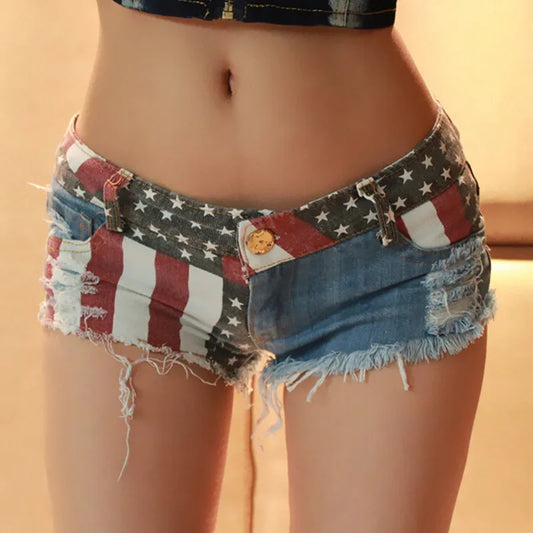 USA Flag Printed mini shorts