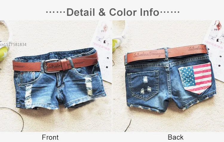 American flag denim shorts