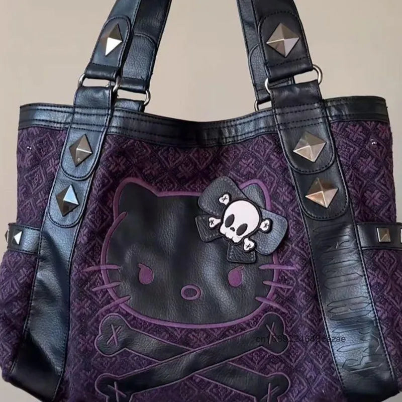 Sanrio Hello Kitty Patchwork Purple Armpit Bag Y2K