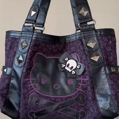 Sanrio Hello Kitty Patchwork Purple Armpit Bag Y2K