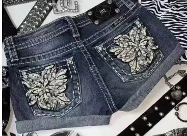 American retro spicy girl punk rock women's denim shorts