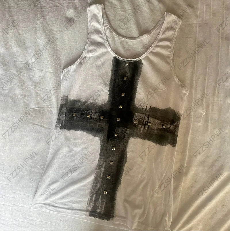 Punk Cross Harajuku Graphic Print Y2k Tank Top