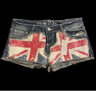 American retro spicy girl punk rock women's denim shorts