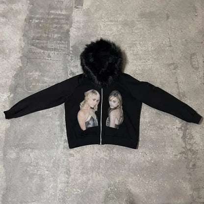 Twins fur hoodie