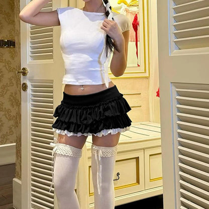 Black ruffle skirt
