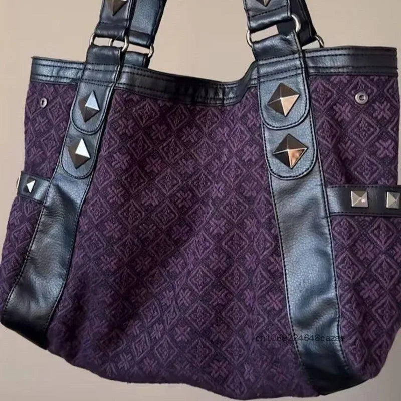 Sanrio Hello Kitty Patchwork Purple Armpit Bag Y2K