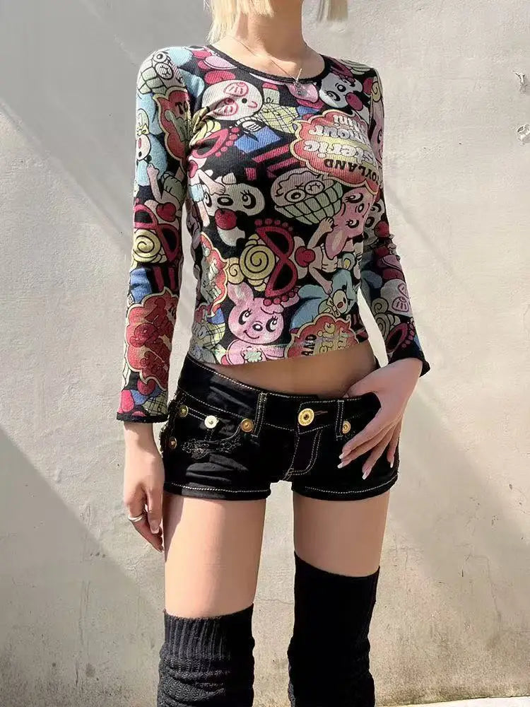 sexy rivet low waist denim super shorts tight hip wash button denim y2k shorts for women