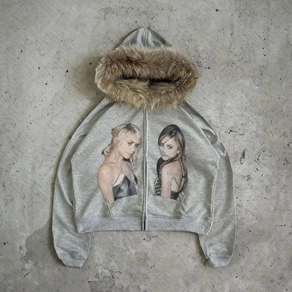 Twins fur hoodie