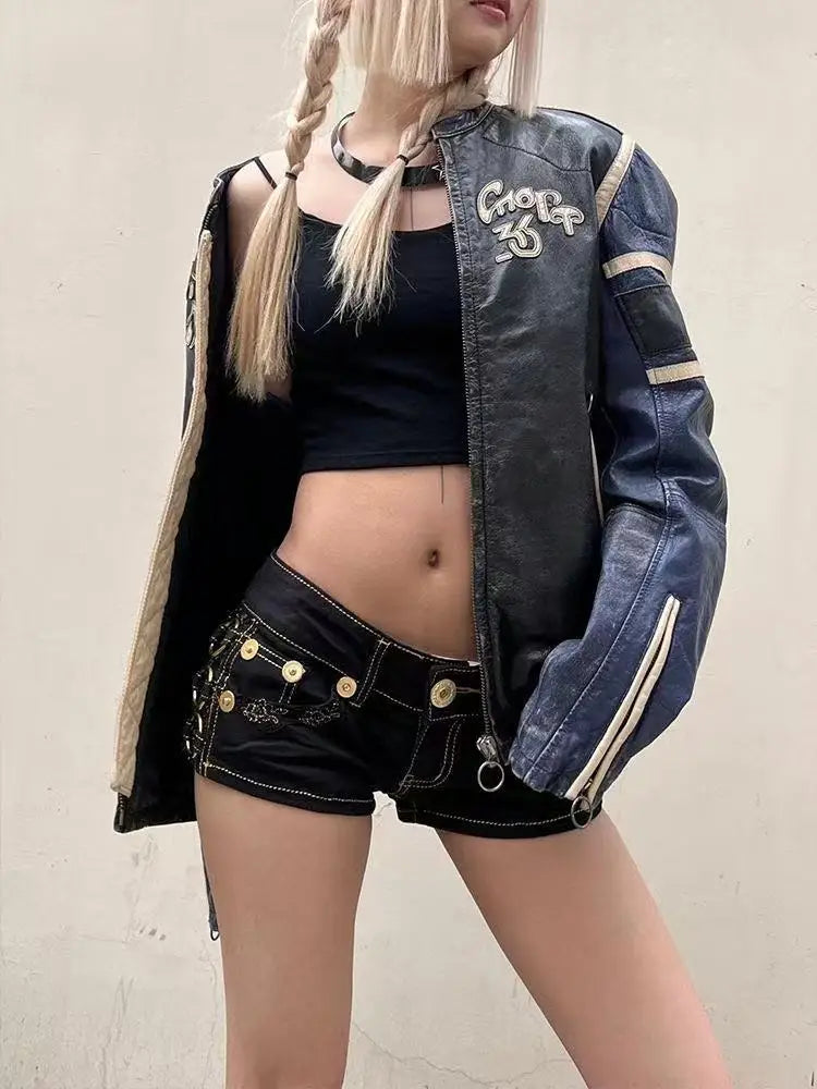 sexy rivet low waist denim super shorts tight hip wash button denim y2k shorts for women
