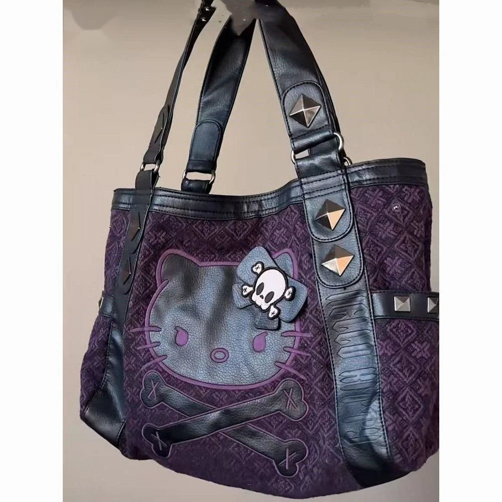 Sanrio Hello Kitty Patchwork Purple Armpit Bag Y2K