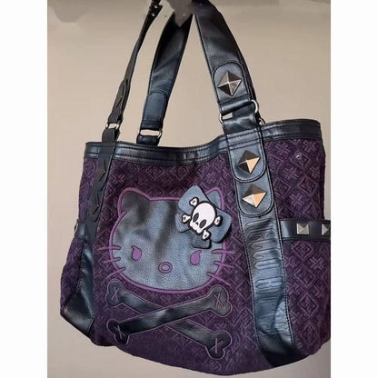 Sanrio Hello Kitty Patchwork Purple Armpit Bag Y2K