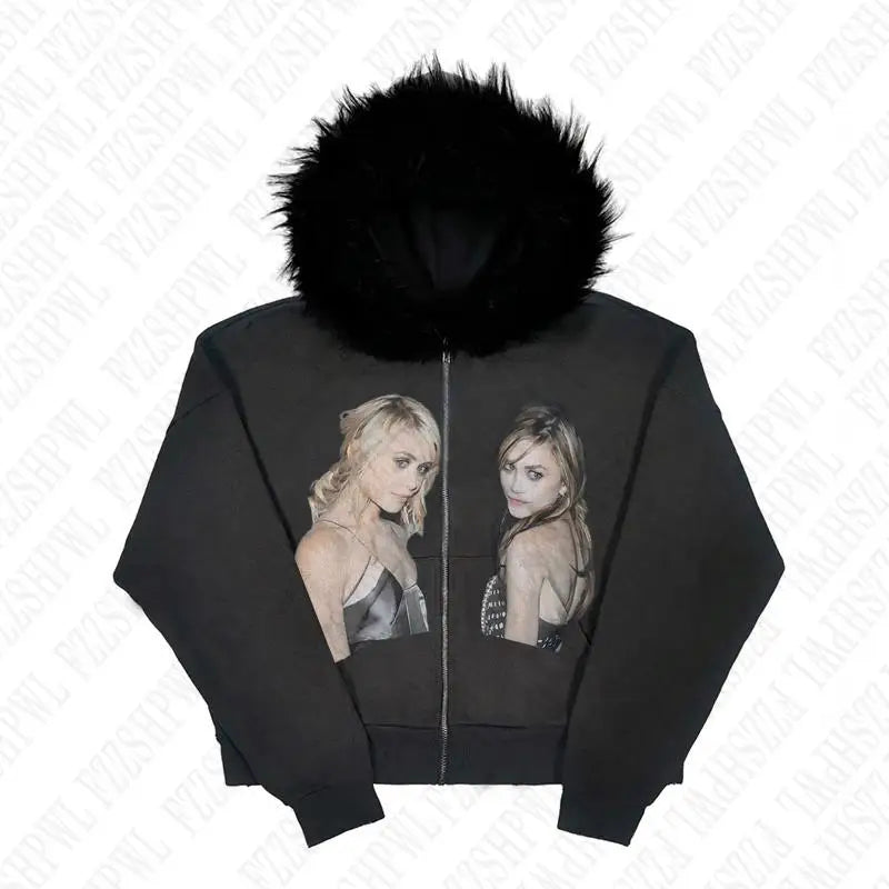 Twins fur hoodie