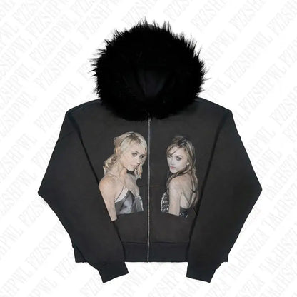 Twins fur hoodie