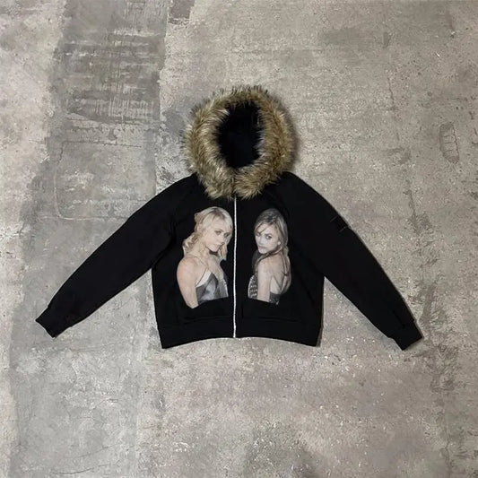 Twins fur hoodie