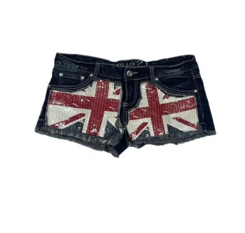 American retro spicy girl punk rock women's denim shorts