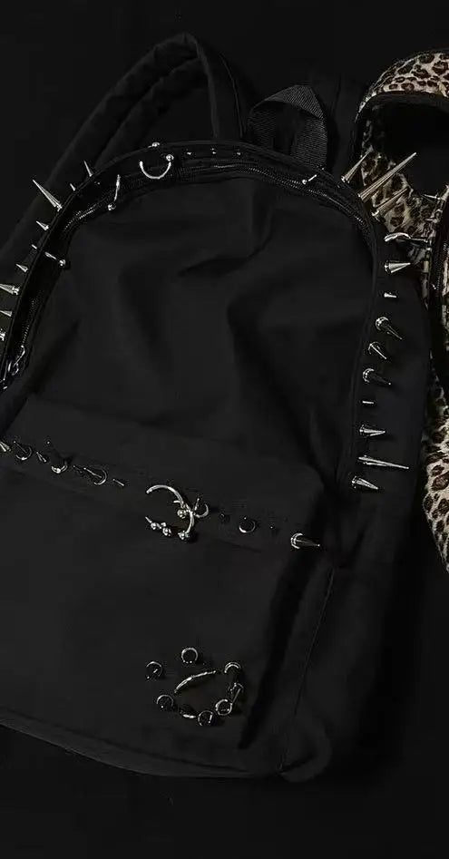 punk rivet leopard print backpack