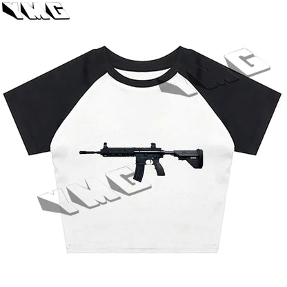 Gun Printed Harajuku tee
