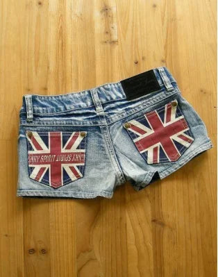 American retro spicy girl punk rock women's denim shorts