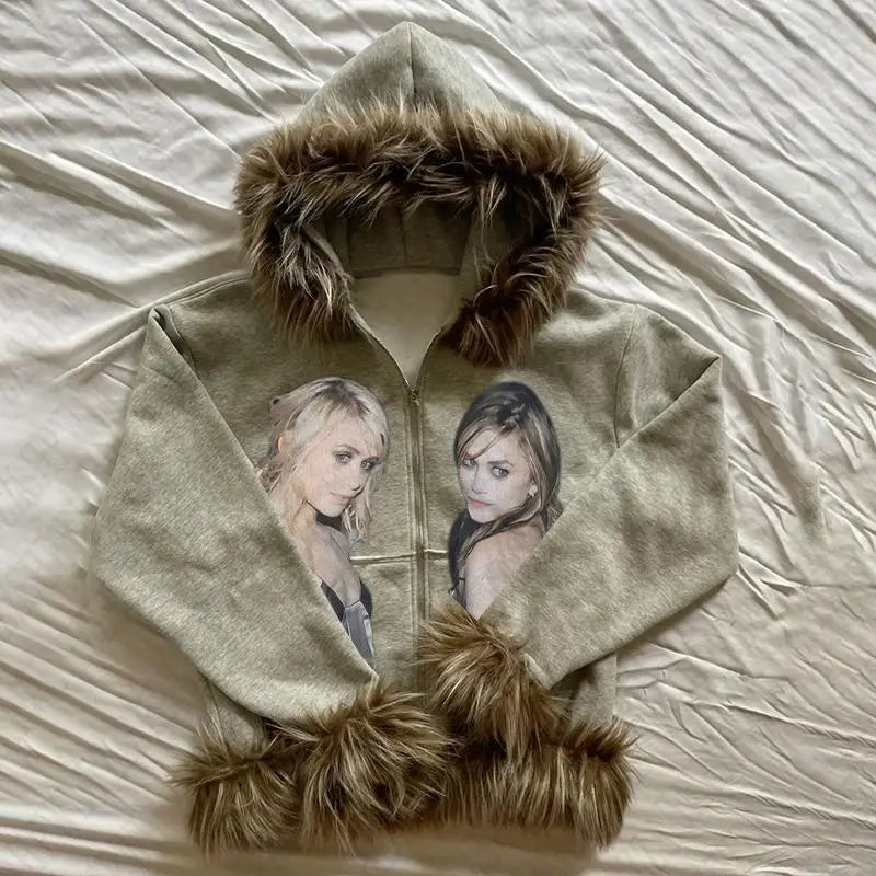 Twins fur hoodie