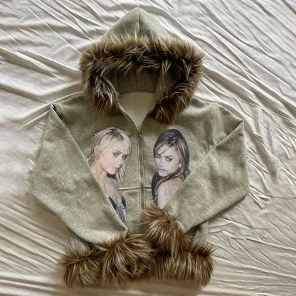 Twins fur hoodie