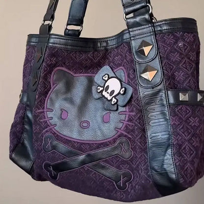 Sanrio Hello Kitty Patchwork Purple Armpit Bag Y2K