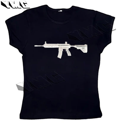 Gun Printed Harajuku tee