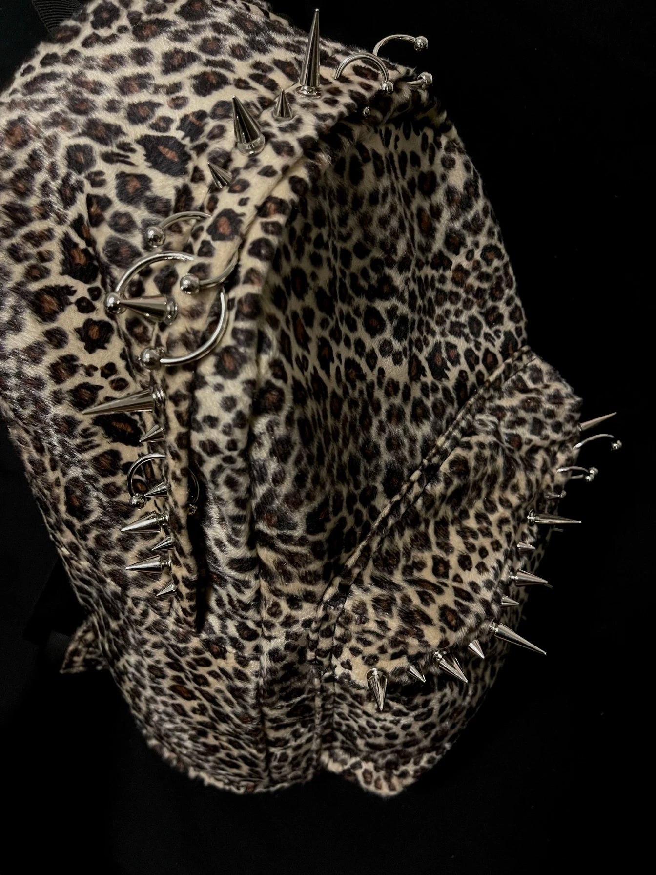 punk rivet leopard print backpack