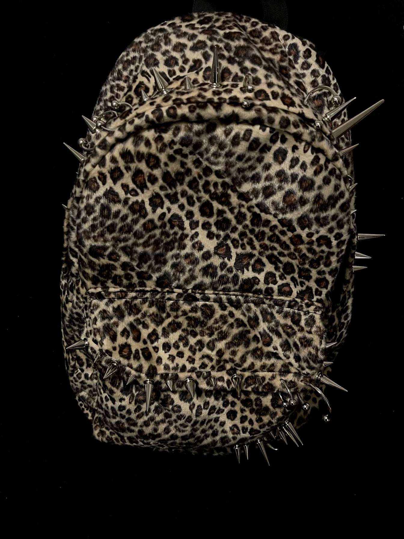 punk rivet leopard print backpack