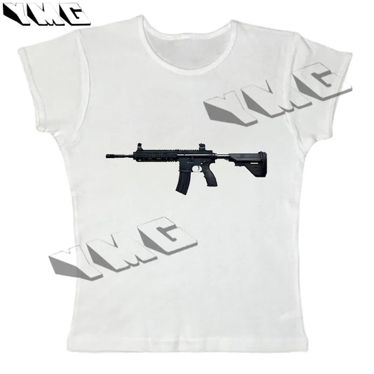Gun Printed Harajuku tee